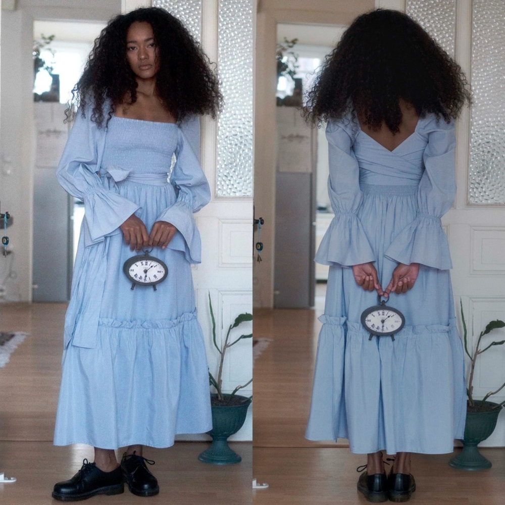 Ohsevendays Bailey Reversible Midi Dress Periwinkle Blue Romantic Bridgerton Xl — image 3 of 8